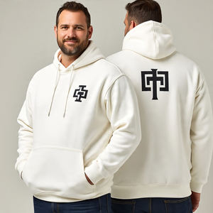 Venta al por mayor 100% algodón Plus Size Hoodie para hombres logotipo personalizado liso sólido con características anti-contracción estilo pulóver - Product Image 5