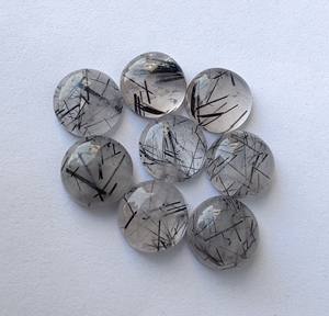 Vente en gros de pierres précieuses en cristal de rutile noir naturel AAA + qualité certifiée par des tiers tailles rondes de 9mm et 14mm calibrées - Product Image 4