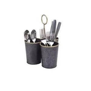 Wholesale Rustic Galvanized Metal <b>Cutlery</b> Caddy Kitchenware for Dish and Bowl <b>Storage</b> Tabletop Decor Use - Product Image 5