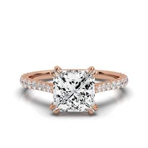 Anillo de compromiso de oro sólido de 14K y 18K hecho a mano, banda de aniversario de Boda nupcial personalizada de estilo clásico con diamante para mujer - Product Image 2