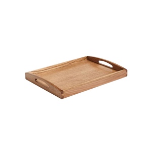 Plateau de service rectangulaire en bois brun de qualité supérieure, classique, écologique, pour hôtel, restaurant, vaisselle, présentation de nourriture et de desserts - Product Image 6