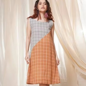 Hecho a mano indio ecológico algodón Midi Boho verano sin mangas bloque estampado estilo cómodo elegante regalo personalizado ODM - Product Image 1