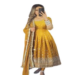 Traje Anarkali Salwar Listo para Usar con Bordado Intenso, Traje Anarkali de Lujo de Proveedor Indio, Traje Anarkali Premium - Product Image 1