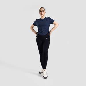 เสื้อยืดออกกำลังกายแบบครอปทรงเข้ารูปสีกรมท่าพร้อมดีไซน์แอคทีฟเชฟ - Product Image 4