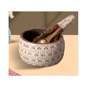 Tazón de madera con diseño impreso para servir alimentos, forma redonda, tamaño personalizado, tazón para servir postres, accesorios de cocina - Product Image 5