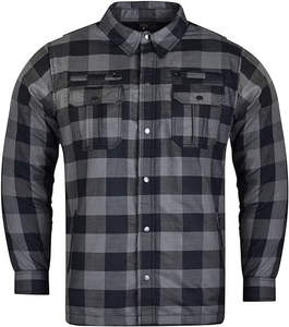 Chemise de motard personnalisée pour homme et femme, en coton % intérieur, noir gris, équipement de protection, cruisers, imperméable, fermeture éclair, flanelle blindée - Product Image 1