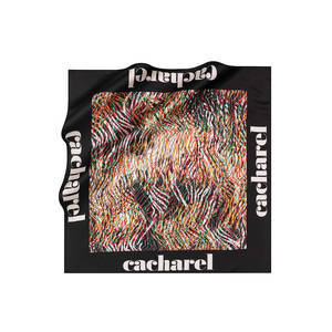 Black Cotton Square Patterned Scarf - Product Image 1