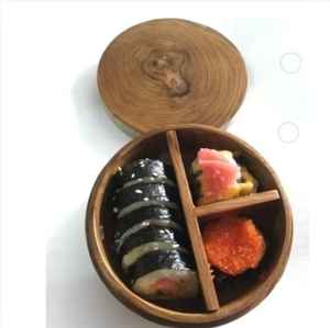 Boîte à lunch ronde en teck - Product Image 2