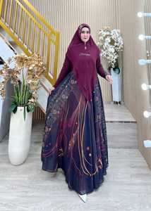 Venta caliente Royal Maroon Blush Serenity Emerald Grace Modest Sets Elegante Satén Syari Con Capucha Casual Tassel Midnight Elegance - Product Image 5