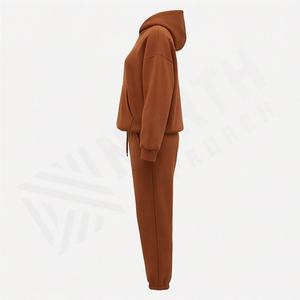 Survêtement décontracté pour femme, col montant, hiver, service personnalisé, 100% coton, polaire, chaud, doux, athlétique, jogging, tenue de sport - Product Image 3