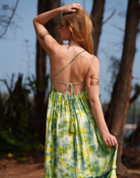 Robe longue bohème sans bretelles en rayonne lavable, légère et écologique, tie-dye, élégante et décontractée, style kaftan, respirante et fluide, idéale pour l'été et la plage