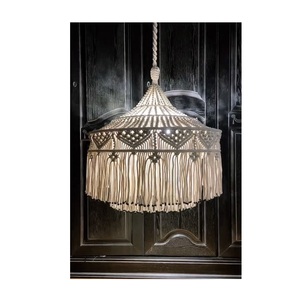 Thủ công macrame Chụp đèn Bohemian sang trọng tán được thực hiện với phức tạp thắt nút kỹ thuật tự nhiên bông dây tán - Product Image 4