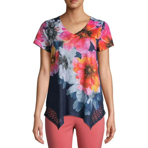 Camiseta de algodón Premium para mujer, camisetas de cuello Premium con estampado de logotipo personalizado de alta calidad, camiseta de verano informal con sublimación - Product Image 1