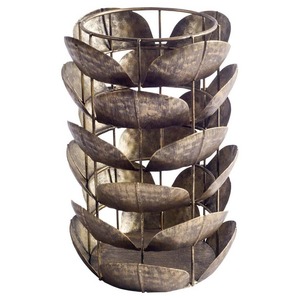 Sculptural Artichoke Look Metal <b>Vase</b> <b>Hurricane</b> Lamp Antique Bronze Finish Organic Luxe Decor Handmade Christmas Easter - Product Image 1