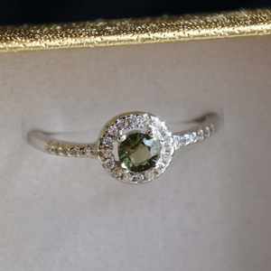 Anillo solitario de Plata de Ley 925 hecho a mano, moldavita cruda Natural, cristal del desierto libio, piedra preciosa de Jade blanco, regalo para ella - Product Image 6