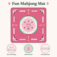 Tapete de Mahjong Americano con Patrón de Muñeco de Nieve Navideño Rosa, Tapete de Juego Plegable con Bolsa de Transporte