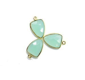 Colgante de bisel de Calcedonia Aqua, Plata de Ley 925, forma de triángulo hecha a mano, accesorios de joyería chapados en plata Vintage para hacer - Product Image 5