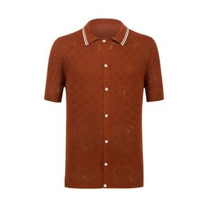 Venta de cuello polo marrón Primavera Verano personalizado fabricante de alta calidad OEM servicio buena manga corta solo pecho hombres - Product Image 3