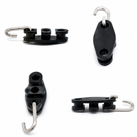 Penjepit Kabel Drop Wire FTTH Tipe S Hitam dari Baja Anti Karat dengan Pelindung UV, Penjepit Wedge Anchor untuk Aksesoris Kabel Fiber Optik ADSS