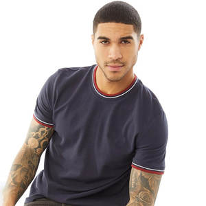 Camiseta Ringer de manga corta de poliéster-Algodón/Camiseta Ringer de algodón 100% Azul marino/Camisetas Ringer blancas - Product Image 2