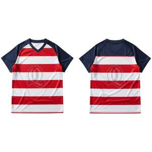 Maillot de Floorball Personnalisé Rayé Rouge et Blanc en Polyester à Séchage Rapide et Respirant pour Hommes – Tenue d'Équipe pour Matchs de Sport en Salle - Product Image 1