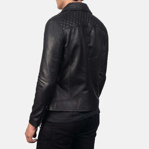 Waterproof Spring Fashionable Sheep <b>Fur</b> Quilted Black Leather Biker <b>Jacket</b> with <b>Hooded</b> Standing Collar - Product Image 5