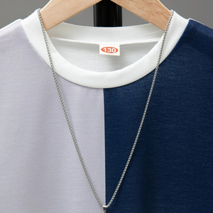 Conjunto de Camiseta y Pantalones de Verano para Niños, Cuello Redondo, Manga Corta, Transpirable, Tela Oxford, Diseño en Contraste, Corte Regular, para Actividades al Aire Libre - Product Image 3