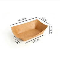 Plateau en papier jetable en forme de bateau, prix d'usine, étanche et résistant à l'huile, boîte en papier kraft pour plats à emporter rapides