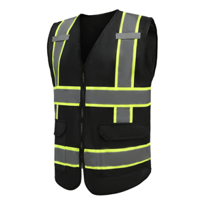 Veste de sécurité tendance pour hommes Gilet haute visibilité avec poches Gilet de sécurité noir Logo personnalisé - Product Image 2