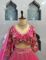 Lehenga Choli Fait Main de Haute Qualité pour Femme, Robe Brodé en Soie et Filet pour Mariage et Soirée, Techniques d'Impression à la Main