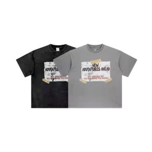 Camiseta de manga corta de punto de 275g de alta calidad con ajuste holgado de Color sólido personalizado para hombre Impresión directa digital con efecto de lavado desgastado - Product Image 6