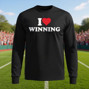 T-Shirt a Maniche Lunghe 'I Love Winning', Maglietta Promozionale Personalizzabile per Amanti della Vittoria - Product Image 3
