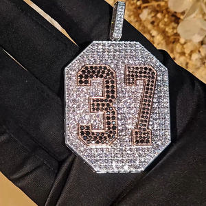 Hip Hop VVS Moissanite pendentif en diamant coupe ronde avec breloque pendentif bijoux fins pour hommes en argent Sterling 925 - Product Image 6