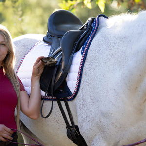 Ensemble de tapis de selle anglais en cuir sur mesure de qualité supérieure, assorti au style équestre, pour l'équitation et le dressage, tissu respirant - Product Image 3