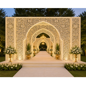 Arco Blanco Marroquí para Entrada de Boda, Venta al por Mayor, Estilo Marroquí, Puerta de Pasillo para Boda con Corte Jali, Paneles Personalizados con Corte Láser - Product Image 4