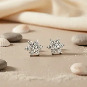 ต่างหูเพชรรูปดอกไม้ ของขวัญเครื่องประดับชั้นดีสำหรับผู้หญิง - Product Image 3