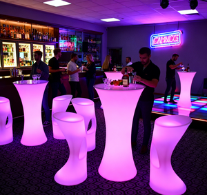 Chaise <span class=keywords><strong>de</strong></span> <span class=keywords><strong>bar</strong></span> lumineuse à LED rechargeable avec télécommande - 16 couleurs changeantes, mobilier d'extérieur pour cocktails/club/soirée <span class=keywords><strong>de</strong></span> mariage - Product Image 3