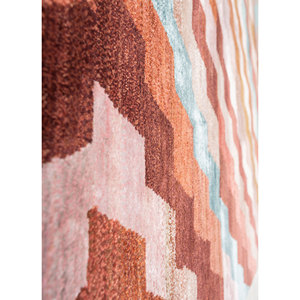 Tapis en laine et soie de bambou noués à la main Manchaha, motif chevron rouge et orange pour la maison - Les-2682 - Product Image 3