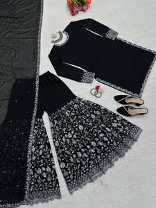 Conjunto Salwar de ropa india y pakistaní de tamaño personalizado con detalles de encaje Kurti Plazzo y Dupatta Gotta - Product Image 3