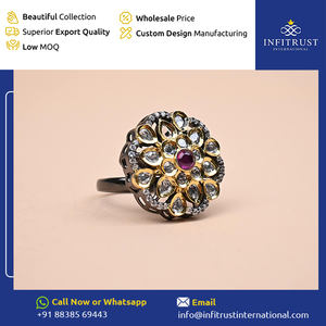 Leaders dans la fourniture de bagues de fiançailles de mariage de qualité supérieure en argent sterling 925 oxydé bagues en pierre de moissanite pour femmes - Product Image 2