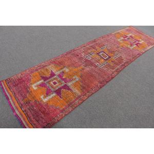 Turkish Vintage <b>Runner</b> Rug 2.8x10.5 ft, Herki <b>Red</b> Wool Rug - Product Image 2