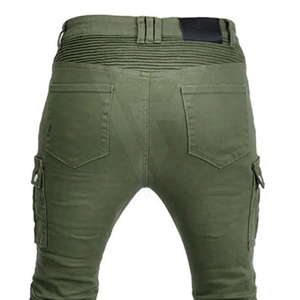 Jean de motard de protection respirant à séchage rapide certifié CE vert olive pour le cyclisme avec genouillères et hanches amovibles - Product Image 4