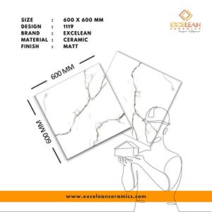 แผ่นกระเบื้องเซรามิคผนังขนาด600*600มม. พื้นผิวด้านกันน้ำและรอยขีดข่วนขนาด60*60ซม. สำหรับใช้ภายในงานดีไซน์ทันสมัย - Product Image 2