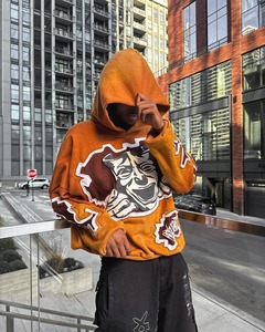 Y2k dessin animé motif Patch broderie mode homme Hoodi décontracté Harajuku Hip Hop à manches longues manteaux lâche sweat à capuche - Product Image 5