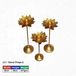 <b>Artificial</b> Lotus T-Light Holder & Candle Stand with Luxe Matte <b>Gold</b> Coating-Decorative Centerpiece - Product Image 1