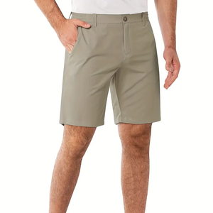 Men's Solid Pleated Golf <b>Shorts</b> <b>With</b> <b>Pockets</b>, Slight Stretch Regular <b>Shorts</b> For Business, <b>Sports</b> And Casual Wear - Product Image 3