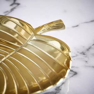 Plato decorativo de hoja de Metal dorado, plato de baratija, soporte de joyería, decoración del hogar, centro de mesa, bandeja para servir, baratija de hoja dorada - Product Image 5