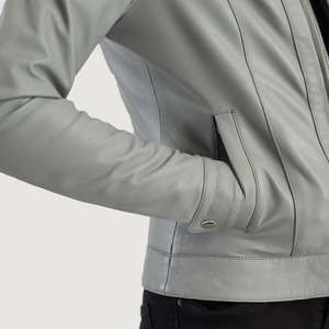 Classic <b>Grey</b> Sheep Skin Leather <b>Jacket</b> Premium Quality Cow Leather Quilted Polyester Lining Casual Style Winter Made Pakistan - Product Image 4