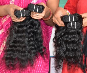 Extensiones de cabello virgen Remy sin procesar 100%, mechones ondulados de Color negro sedoso, Templo Vietnamita, proveedor indio, cabello humano - Product Image 5