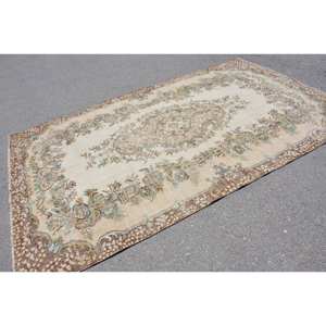 Alfombra turca Vintage clásica Beige marrón 6,1X9,9 pies Patchwork Boho tejido plano lana para sala de estar respaldo de yute - Product Image 2